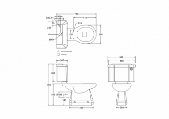 Standard close-coupled pan with Push Button cistern